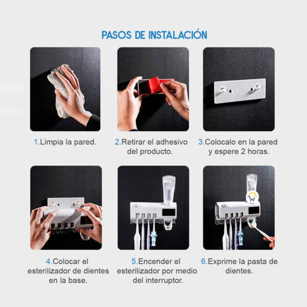 soporte cepillos esterilizador uv dispensador crema