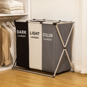 CANASTA PARA ROPA DE LAVANDERIA CON TRES COMPARTIMENTOS 3
